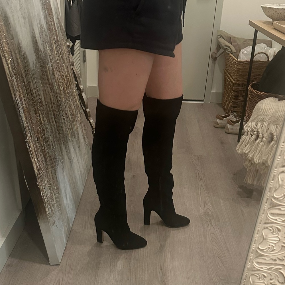 Aldo Size 8.5 Suede Black Over-the-Knee Heeled Boots